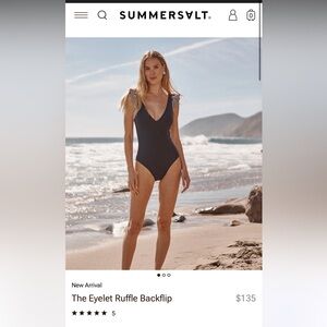 Summersalt The Eyelet Ruffle Backflip XL Black One-Piece Swimsuit NEW